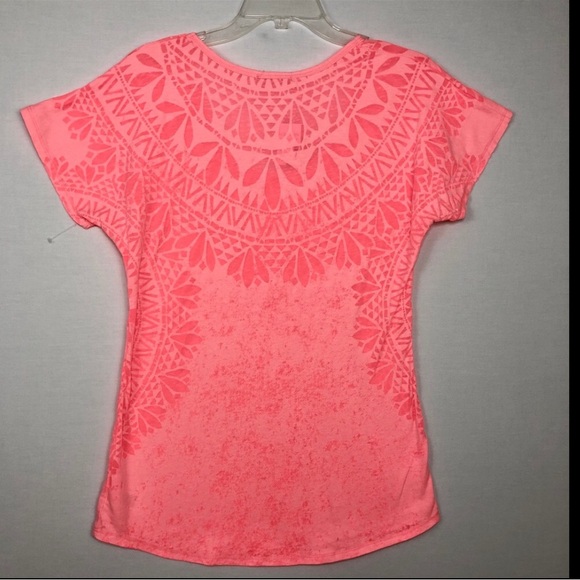 Maurices Women’s Cotton Blend  Tie Dye Texture Hot Pink Neón Short Sleeve Top M - Picture 2 of 10